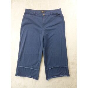Frye Pants Womens Size 16‎ Wide Cuff Cropped Nightfall Navy Stretch Raw Hem